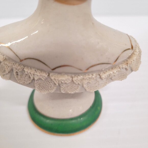Womens Bust Occupied Japan Porcelain Vintage 1940s Gold Rose Lace No Chips Crack - Picture 7 of 9